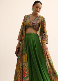 Green Crop Top And Palazzo Set