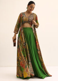 Green Crop Top And Palazzo Set