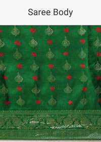 Green Dola Silk Banarasi Saree With Bandhani And Zari Weave