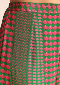 Green Embroidered Crepe Kaftan Kurti And Pant