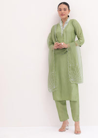 Green Embroidered Kurta Pant Set