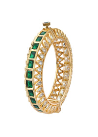 Green Enameled Gold Finish Bangle