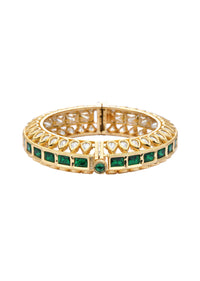 Green Enameled Gold Finish Bangle