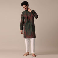 Green Festive Men Jaipur Print Kurta Set