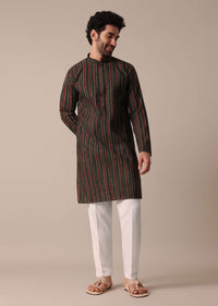 Green Festive Men Jaipur Print Kurta Set