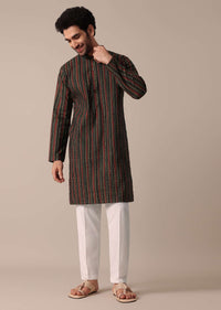 Green Festive Men Jaipur Print Kurta Set