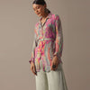 Green Floral Print Shirt And Palazzo Set With Belt
