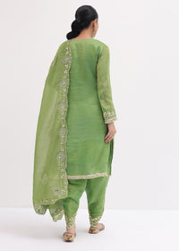 Green Gotta Work Kurta Dhoti Set