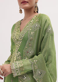 Green Gotta Work Kurta Dhoti Set