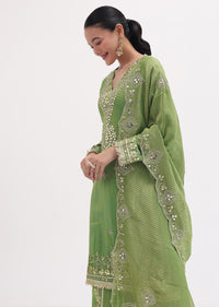 Green Gotta Work Kurta Dhoti Set