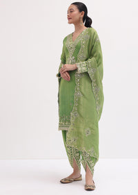 Green Gotta Work Kurta Dhoti Set