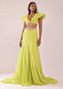Sheen Green Paneled Lengha And Blouse With Elaborated Sleeves In Crepe