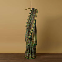 Green Handloom Katan Silk Banarasi Ikat Patola Weave Saree With Unstitched Blouse Piece