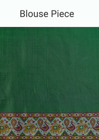 Green Handloom Katan Silk Banarasi Ikat Patola Weave Saree With Unstitched Blouse Piece