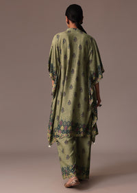 Green Kaftan Sequins Silk Co Ord Set