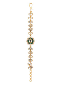 Green Kundan Embellished Bracelet With Meenakari