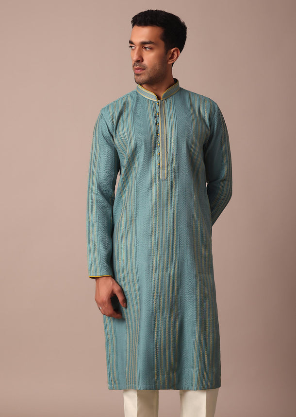 Green Kurta Set With Resham Thread Work