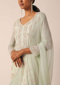 Green Kurta Sharara Set With Cutdana Work