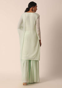 Green Kurta Sharara Set With Cutdana Work