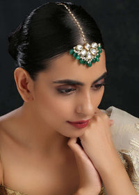 Green Mangtika With Kundan And Semi Precious Stones