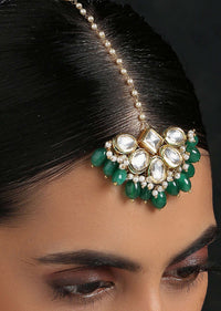 Green Mangtika With Kundan And Semi Precious Stones