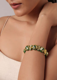 Green Meenakari Bangle With Studded Kundan