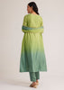Green Ombre Embroidered Suit With Dupatta
