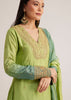Green Ombre Embroidered Suit With Dupatta