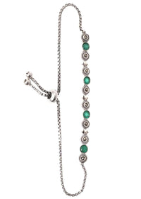 Green Onyx Gemstone Bracelet With Pearls And Carved Floral Pattern Hand Made In Sterling Silver By Sangeeta Boochra