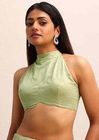 Green Organza Cutdana Saree With Unstitched Blouse