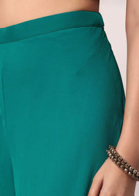Green Palazzo Set With Printed Peplum