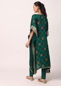 Green Pant Set With Gota Embroidered Kaftan Kurta