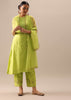 Green Pintuck Anarkali Set with Organza Dupatta