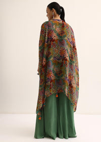 Mehendi Green Printed Jacket And Palazzo Set