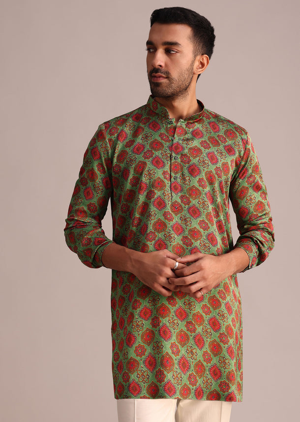 Green Printed Kurta And Pant Set