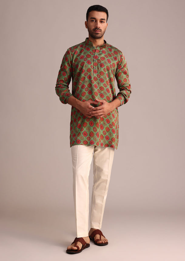 Green Printed Kurta And Pant Set