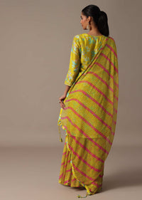 Green Printed Kurta Sharara Set In Gotta Work