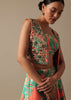 Green Printed Lehenga Set With Mirror Embellished Jacket