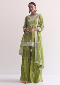 Grey Sequin Embroidered Sharara Set