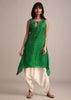 Green Silk Bandhani Print Kurta Dhoti Set