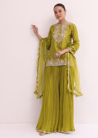 Green Silk Kurta Palazzo Set