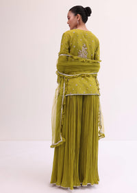 Green Silk Kurta Palazzo Set
