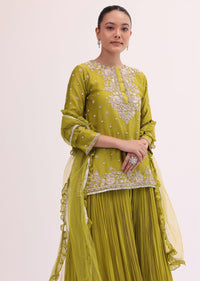 Green Silk Kurta Palazzo Set