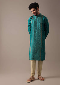 Green Silk Lehariya Print Kurta Set