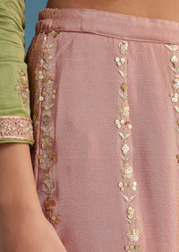 Green Silk Palazzo Set With Zardosi And Sequins Work