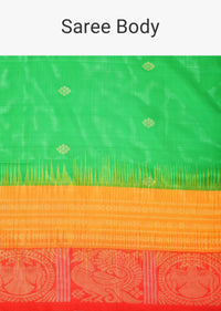 Green Woven South Album Silk Saree With Tassel Pallu And Unstitched Blouse Piece