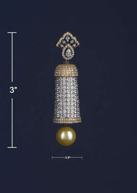 Grey And Gold Plated Earrings Studded With White Stones And Dangling Pearl Online - Kalki Fashion