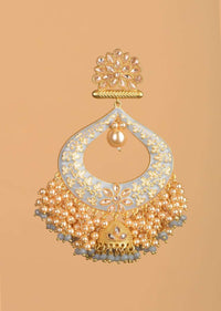 Grey And Gold Plated Earrings With Crystals In Floral Motifs And Dangling Jhumkas And Pearls Online - Kalki Fashion