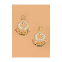 Grey And Gold Plated Earrings With Crystals In Floral Motifs And Dangling Jhumkas And Pearls Online - Kalki Fashion