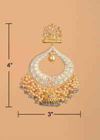 Grey And Gold Plated Earrings With Crystals In Floral Motifs And Dangling Jhumkas And Pearls Online - Kalki Fashion